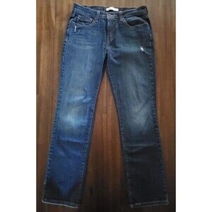 EUC Women's Levis 505 Straight Leg Western Distressed Blue Jeans - Size 8